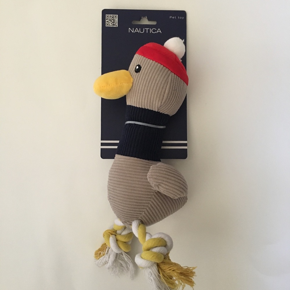 NEW Dog Toy Plush with 2 Short Ropes with Squeaker | Nautica